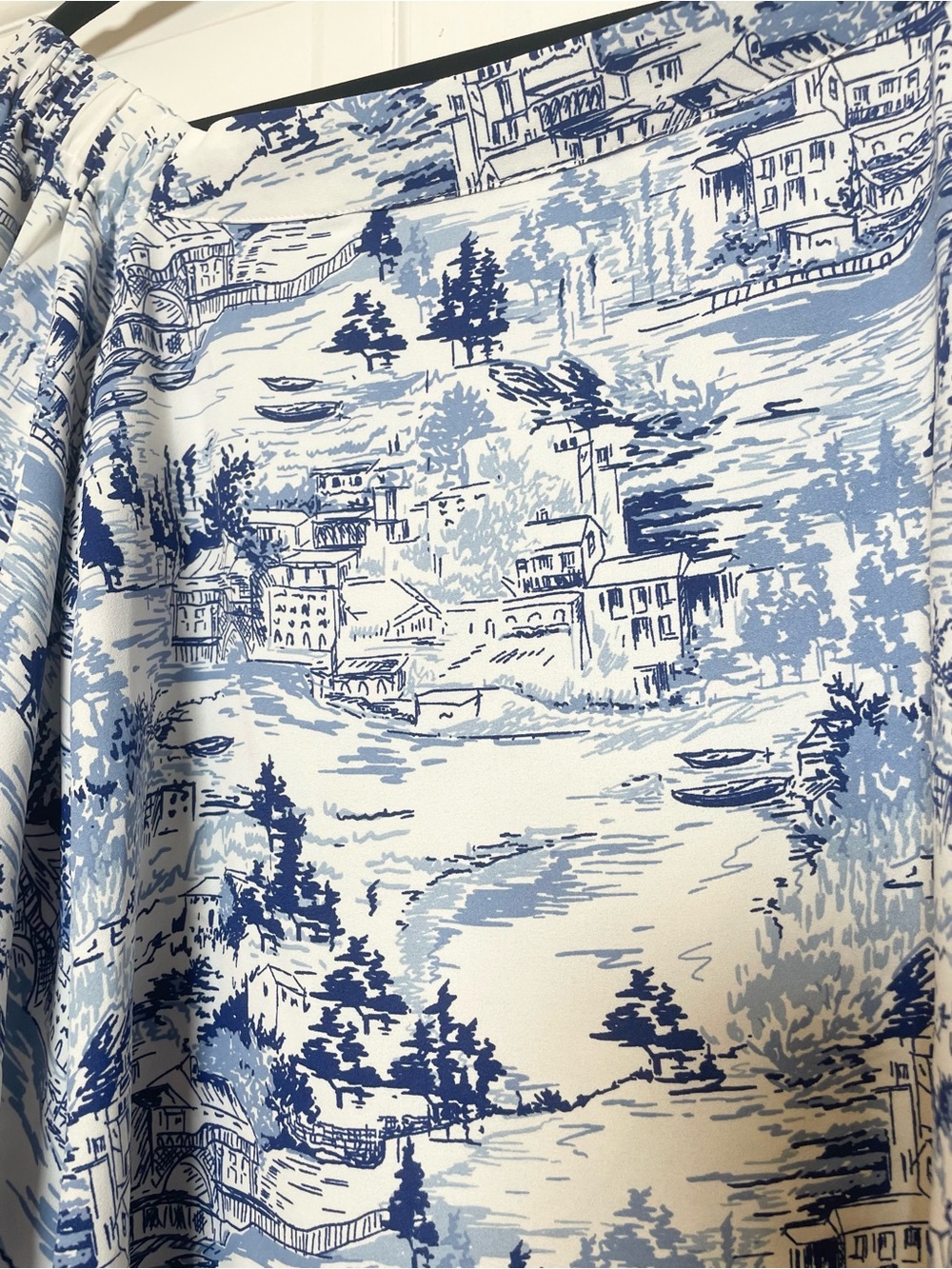 Sugarlips Blue & White Toile Off-Shoulder Puff Sleeve Top - Picture 5 of 9